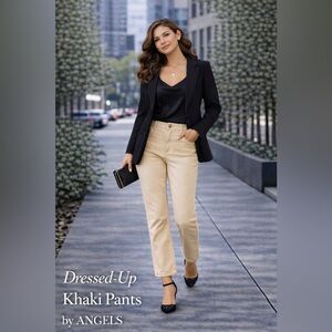Size 6 • Angels Forever Young Straight-Leg Khaki Pants – Soft Stretch Beige